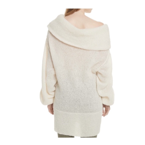 FREE PEOPLE Ophelia Alpaca Blend Cowl Neck Oversized Sweater Ivory Size M - Picture 4 of 9